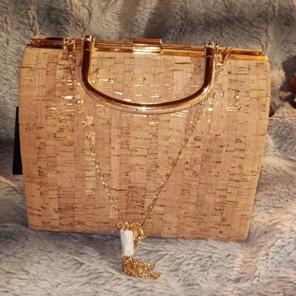 D'MAREAUX Top Handle Carry Cork Fabric Purse - Picture 6 of 6